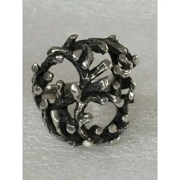 Vintage James Avery Brutalist Sterling Silver Organic Branch Thorn Ring Sz 8 11g - Picture 1 of 4
